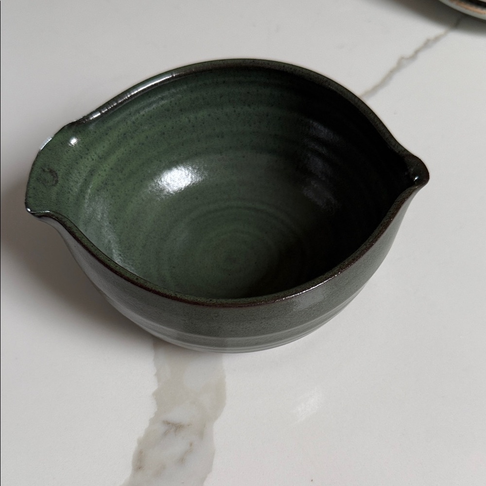 No Crumbs Left Elegant Green Ceramic Bowl